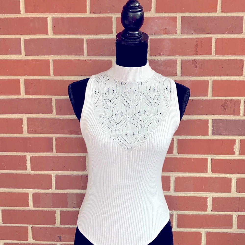 Free People White Bodysuit Turtleneck 💕